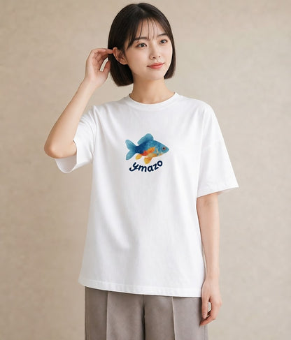 プリントTシャツ レディース 熱帯魚 海の生き物 海 イラスト シック カフェ巡り 女子会 白T YMAZO
