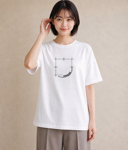 半袖Tシャツ レディース レースハンカチ レース ハンカチ ナチュラル アンティーク イラスト モード 春コーデ 姉妹 白T YMAZO