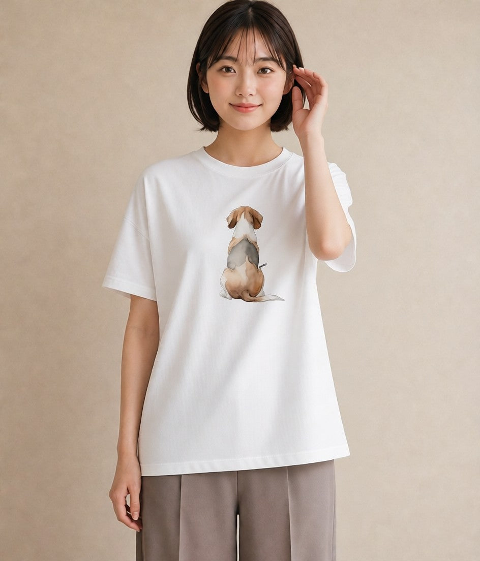 グラフィックTシャツ レディース ビーグル 犬 いぬ イラスト ラフカジュアル 送別ギフト 通勤 白T YMAZO