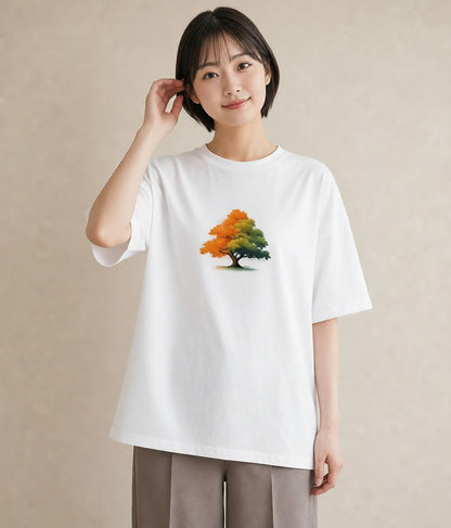 デザインTシャツ レディース 木 植物 ボタニカル イラスト シンプル 買い物 夏コーデ 白T YMAZO