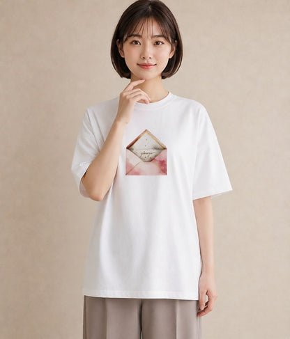 Tシャツ レディース 封蝋 手紙 アンティーク ナチュラル イラスト シンプル デイリーウェア 休日 白T YMAZO