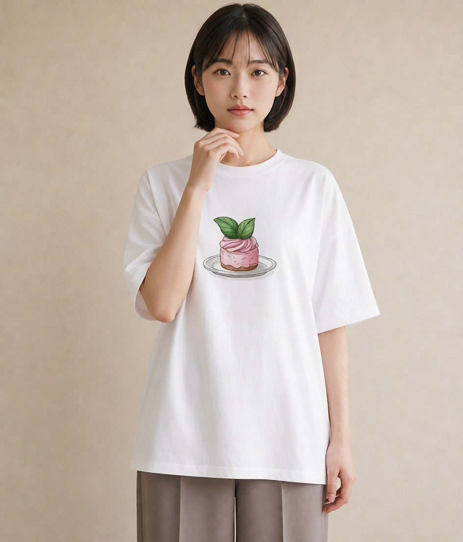 プリントTシャツ レディース マフィン 食べ物 フード イラスト ユニーク 自分用 ルームウェア 白T YMAZO