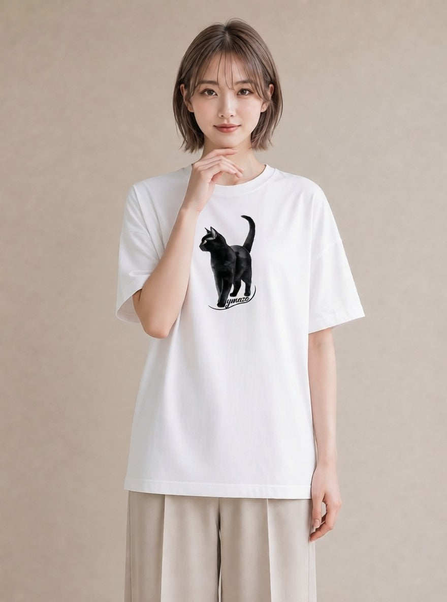 プリントTシャツ レディース ブリティッシュショートヘア 猫 ねこ イラスト ガーリー 夏コーデ 通学 白T YMAZO