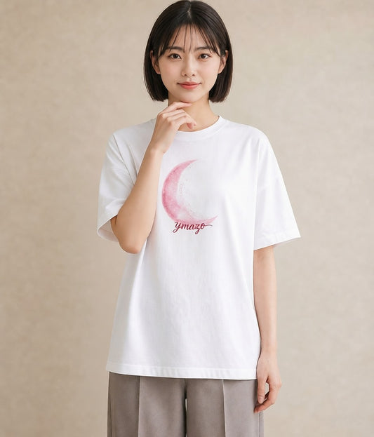 半袖Tシャツ レディース 三日月 星空 宇宙 イラスト ミニマル 送別ギフト 通勤 白T YMAZO