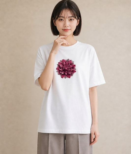 半袖Tシャツ レディース ゆり 百合 花 花柄 イラスト ポップ ラフ レイヤード 白T YMAZO