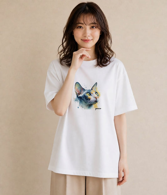 グラフィックTシャツ レディース シャム柄 猫 ねこ イラスト きれいめカジュアル 部屋着 女性向けギフト 白T YMAZO