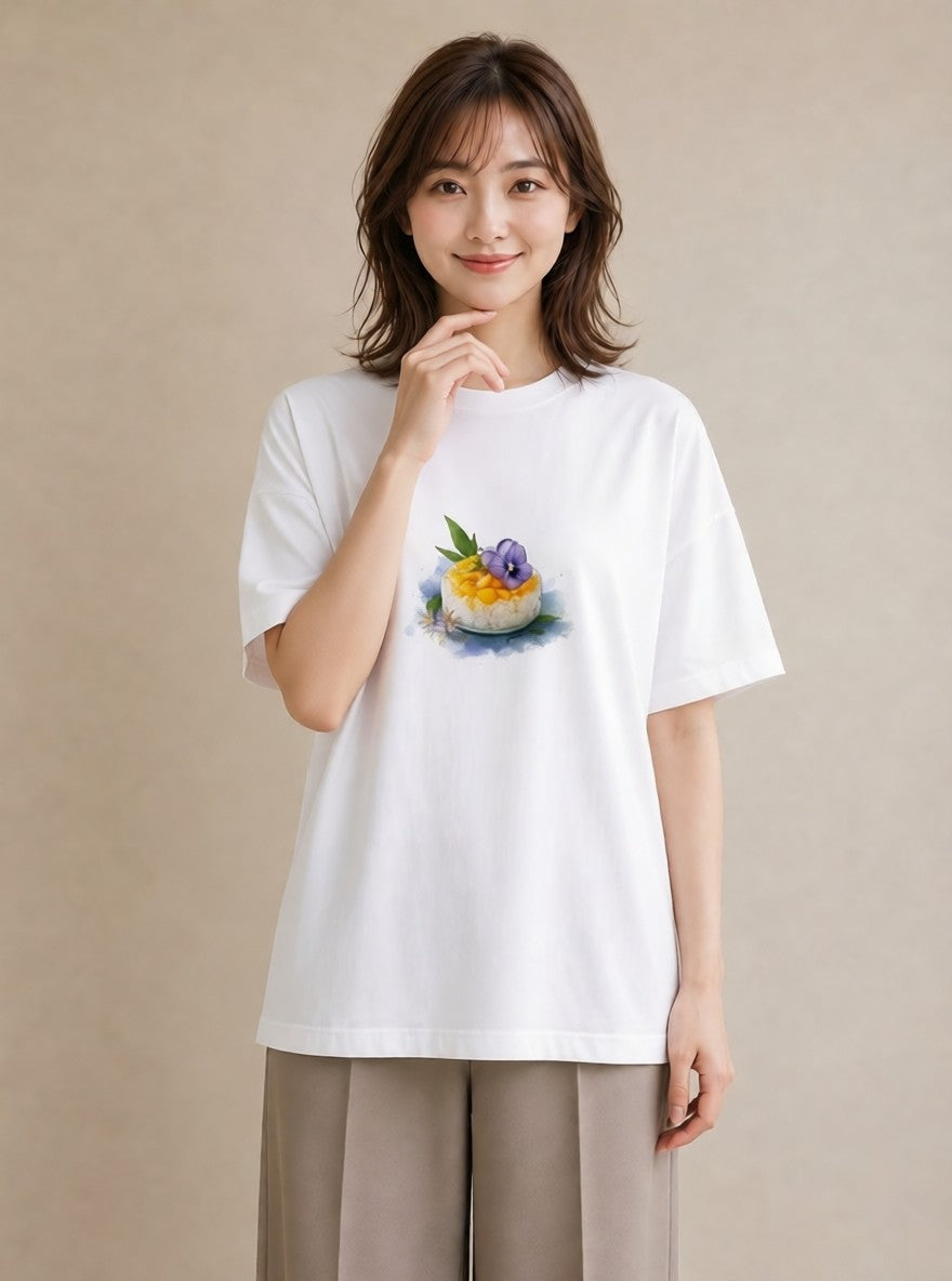 グラフィックTシャツ レディース パフェ 食べ物 フード イラスト ガーリー カフェ服 クリスマス 白T YMAZO