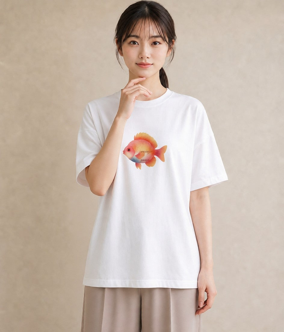 半袖Tシャツ レディース たい焼き 食べ物 フード イラスト 可愛い ビーチ デイリーウェア 白T YMAZO