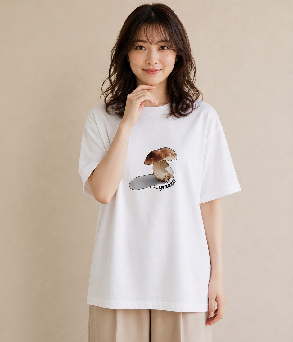 Tシャツ レディース きのこ 植物 ボタニカル イラスト 抜け感 ギフト 母の日 白T YMAZO