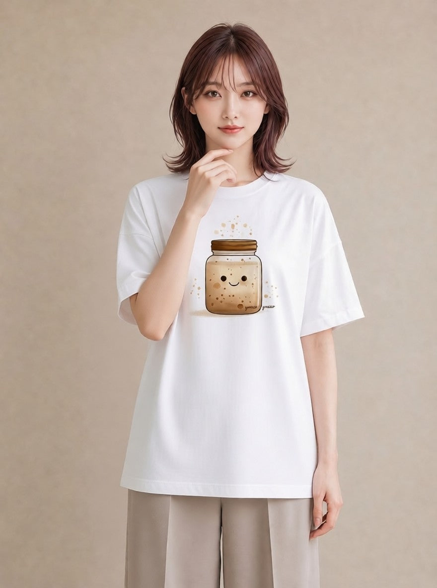 グラフィックTシャツ レディース ミルク 食べ物 フード イラスト ボタニカル 旅行用 海 白T YMAZO
