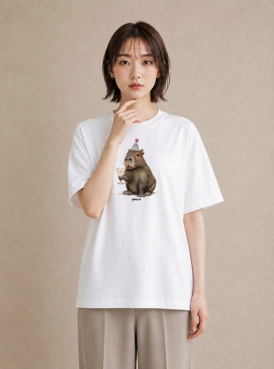 デザインTシャツ レディース デグー ペット 動物 イラスト ミニマル ペアコーデ 秋コーデ 白T YMAZO