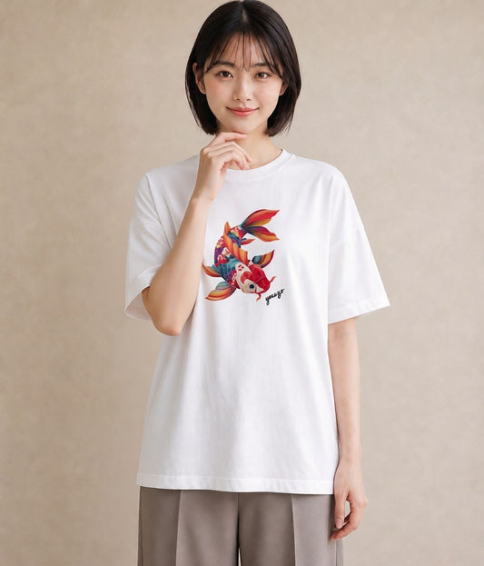 プリントTシャツ レディース たい焼き 食べ物 フード イラスト シック 春服 ミセス 白T YMAZO