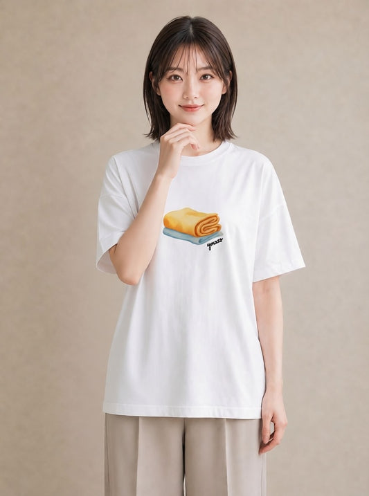 Tシャツ レディース クロワッサン 食べ物 フード イラスト 個性的 ミセス 春コーデ 白T YMAZO