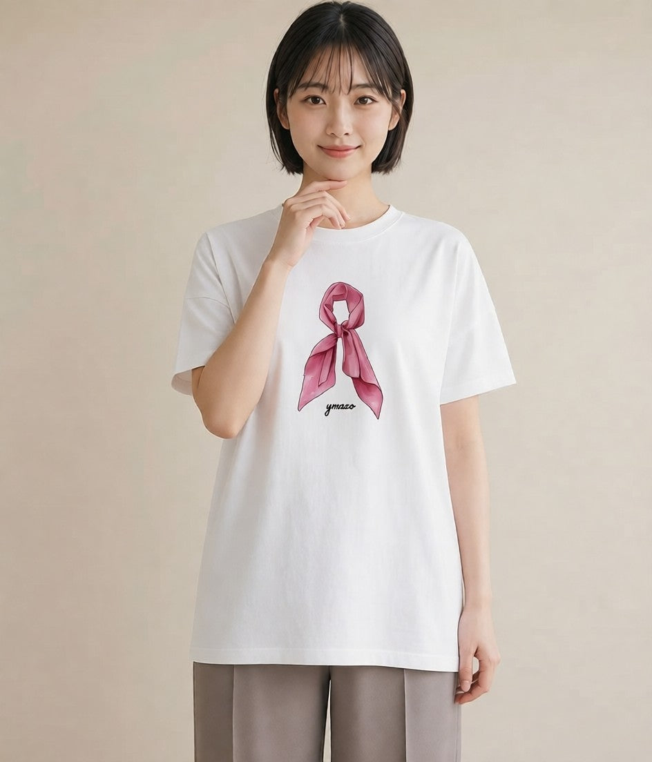 デザインTシャツ レディース レースハンカチ レース ハンカチ ナチュラル アンティーク イラスト 可愛い 綿100 デート 白T YMAZO