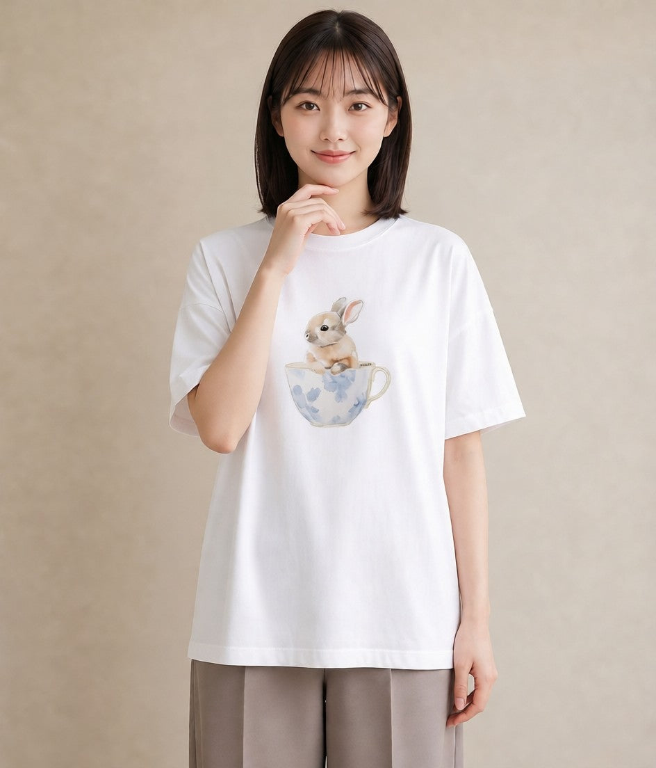 半袖Tシャツ レディース デグー ペット 動物 イラスト カフェコーデ ルームウェア ギフト 白T YMAZO