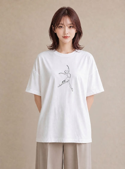 Tシャツ レディース バレエシューズ バレエ トウシューズ ナチュラル アンティーク イラスト ポップ カフェ服 クリスマス 白T YMAZO