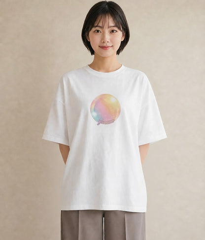 半袖Tシャツ レディース わたあめ 食べ物 フード イラスト 個性的 クリスマス 旅行 白T YMAZO