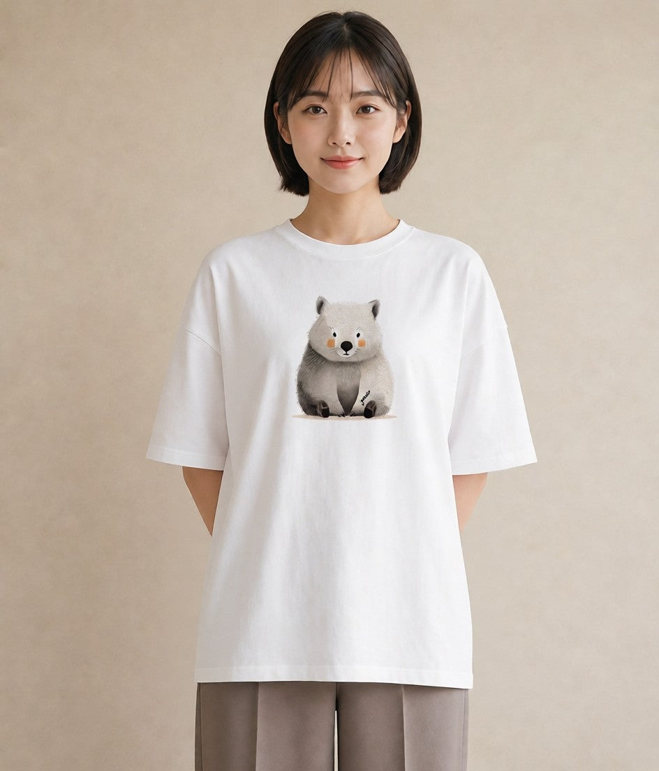 Tシャツ レディース コアラ 動物 アニマル イラスト 手描き風 ママ カフェ服 白T YMAZO