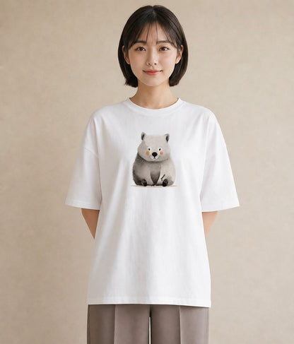 Tシャツ レディース コアラ 動物 アニマル イラスト 手描き風 ママ カフェ服 白T YMAZO