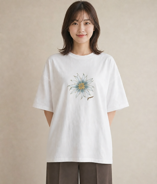Tシャツ レディース デイジー 花 花柄 イラスト ラフカジュアル ギフト 母の日 白T YMAZO
