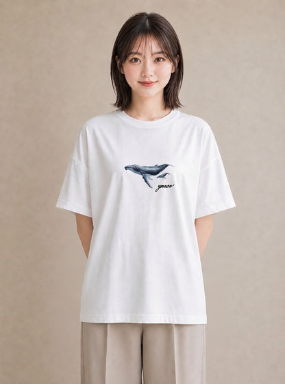 半袖Tシャツ レディース シャチ 海の生き物 海 イラスト 個性的 夏コーデ 通学 白T YMAZO