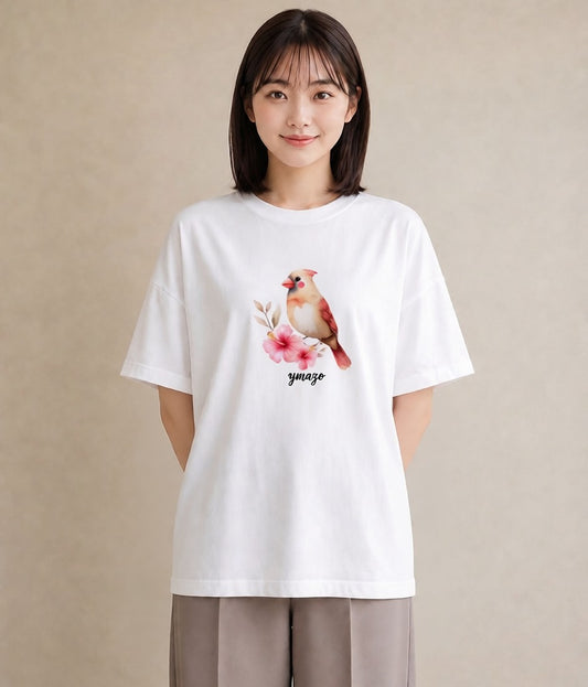 Tシャツ レディース オカメインコ ペット 動物 イラスト 韓国風 ギフト 母の日 白T YMAZO
