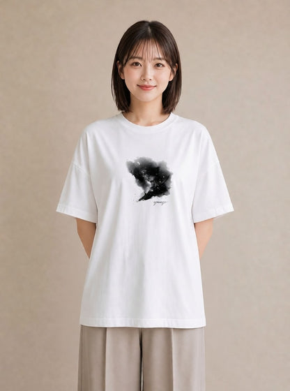 Tシャツ レディース 山羊座 星空 宇宙 イラスト ガーリー 旅行用 海 白T YMAZO