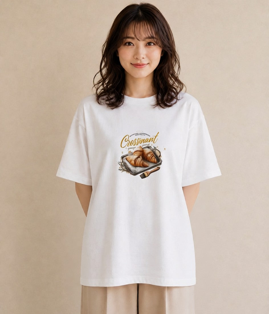 デザインTシャツ レディース パン ベーカリー イラスト 可愛い 休日 ペアコーデ 白T YMAZO