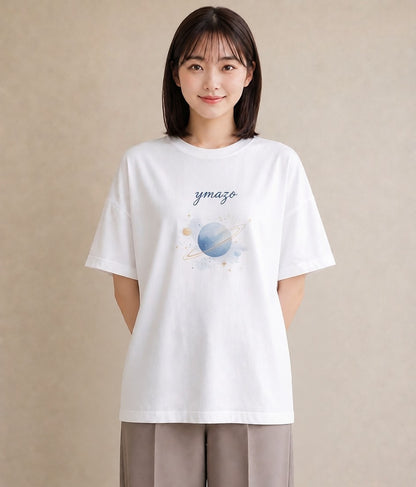 Tシャツ レディース プラネット 星空 宇宙 イラスト ラフカジュアル クリスマス 旅行 白T YMAZO