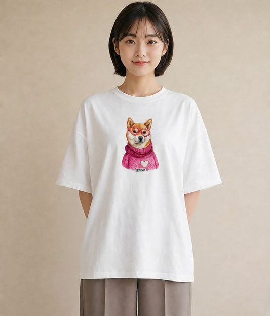 デザインTシャツ レディース 柴犬 しばいぬ 犬 いぬ イラスト シック 姉妹 送別ギフト 白T YMAZO