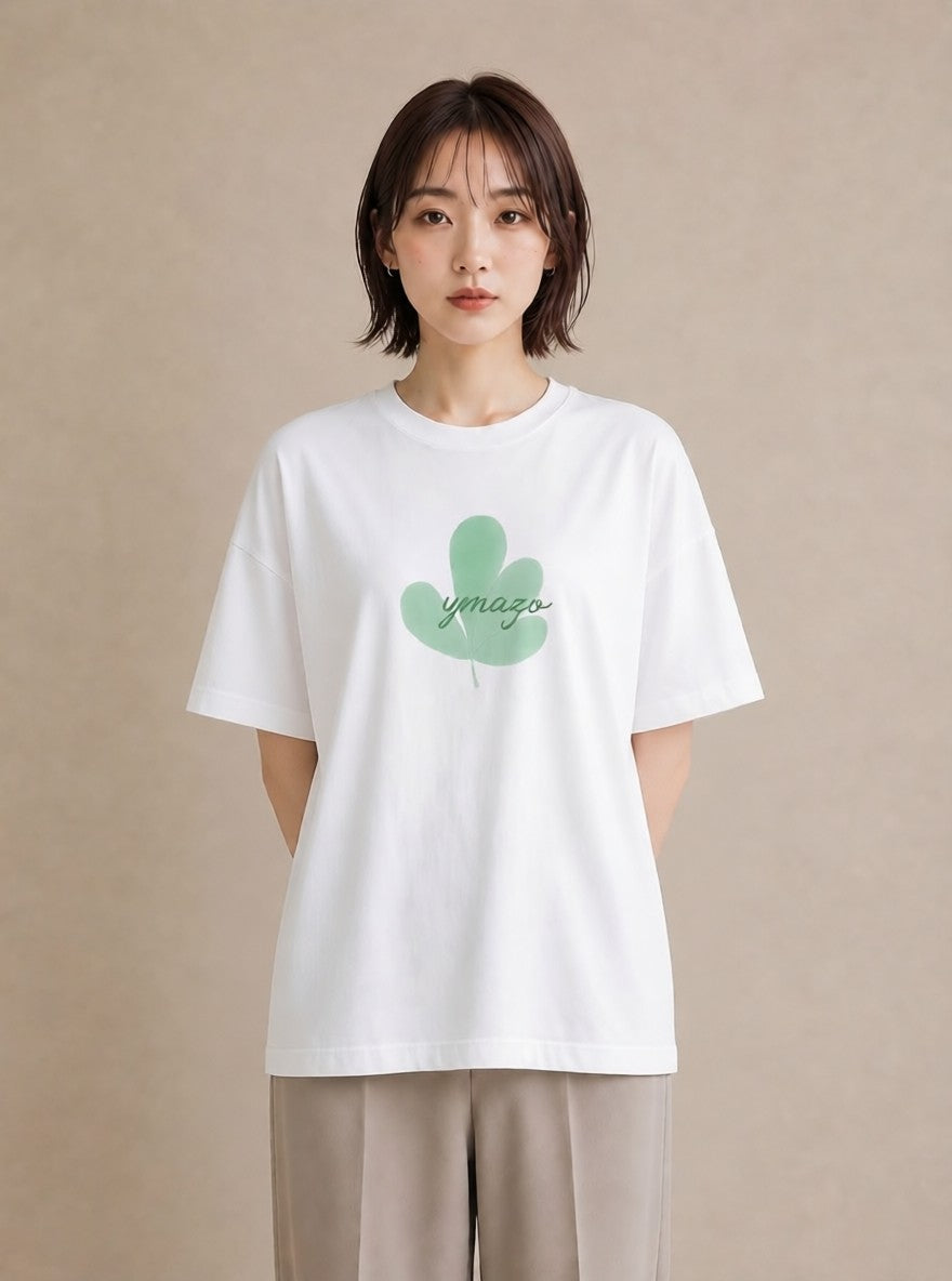 Tシャツ レディース 芝生 植物 ボタニカル イラスト きれいめカジュアル 誕生日プレゼント 綿100 白T YMAZO