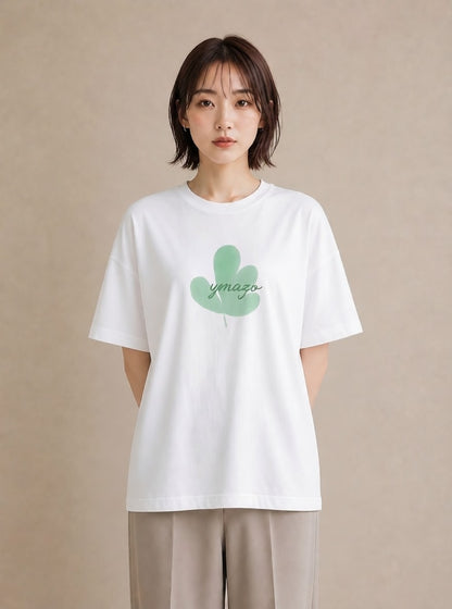 Tシャツ レディース 芝生 植物 ボタニカル イラスト きれいめカジュアル 誕生日プレゼント 綿100 白T YMAZO