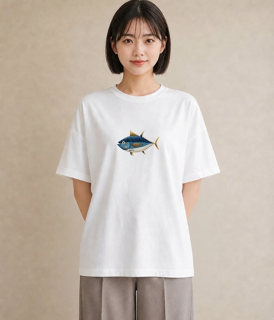 半袖Tシャツ レディース マンボウ 海の生き物 海 イラスト ポップ 春服 ミセス 白T YMAZO