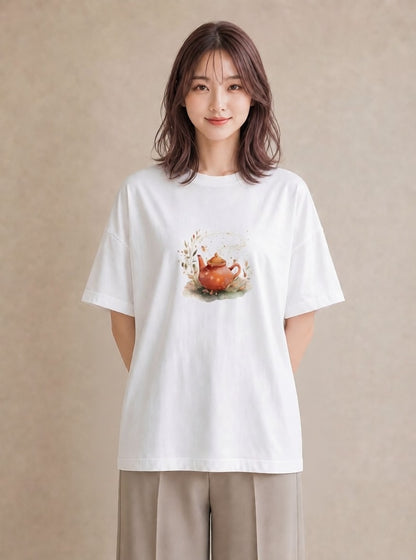デザインTシャツ レディース 紅茶 食べ物 フード イラスト ラフ ルームウェア ギフト 白T YMAZO