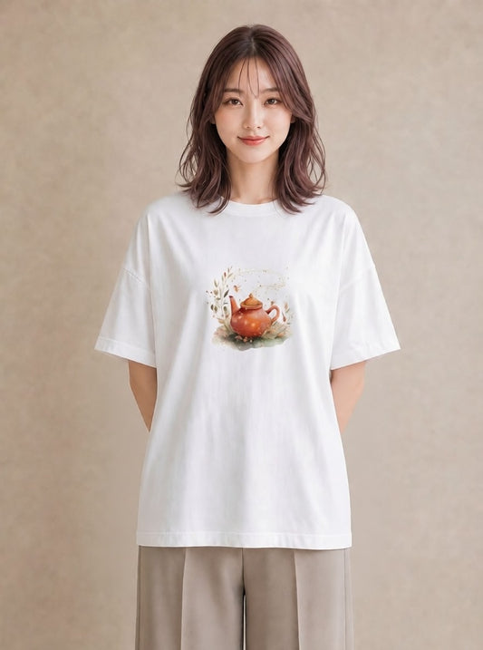 デザインTシャツ レディース 紅茶 食べ物 フード イラスト ラフ ルームウェア ギフト 白T YMAZO