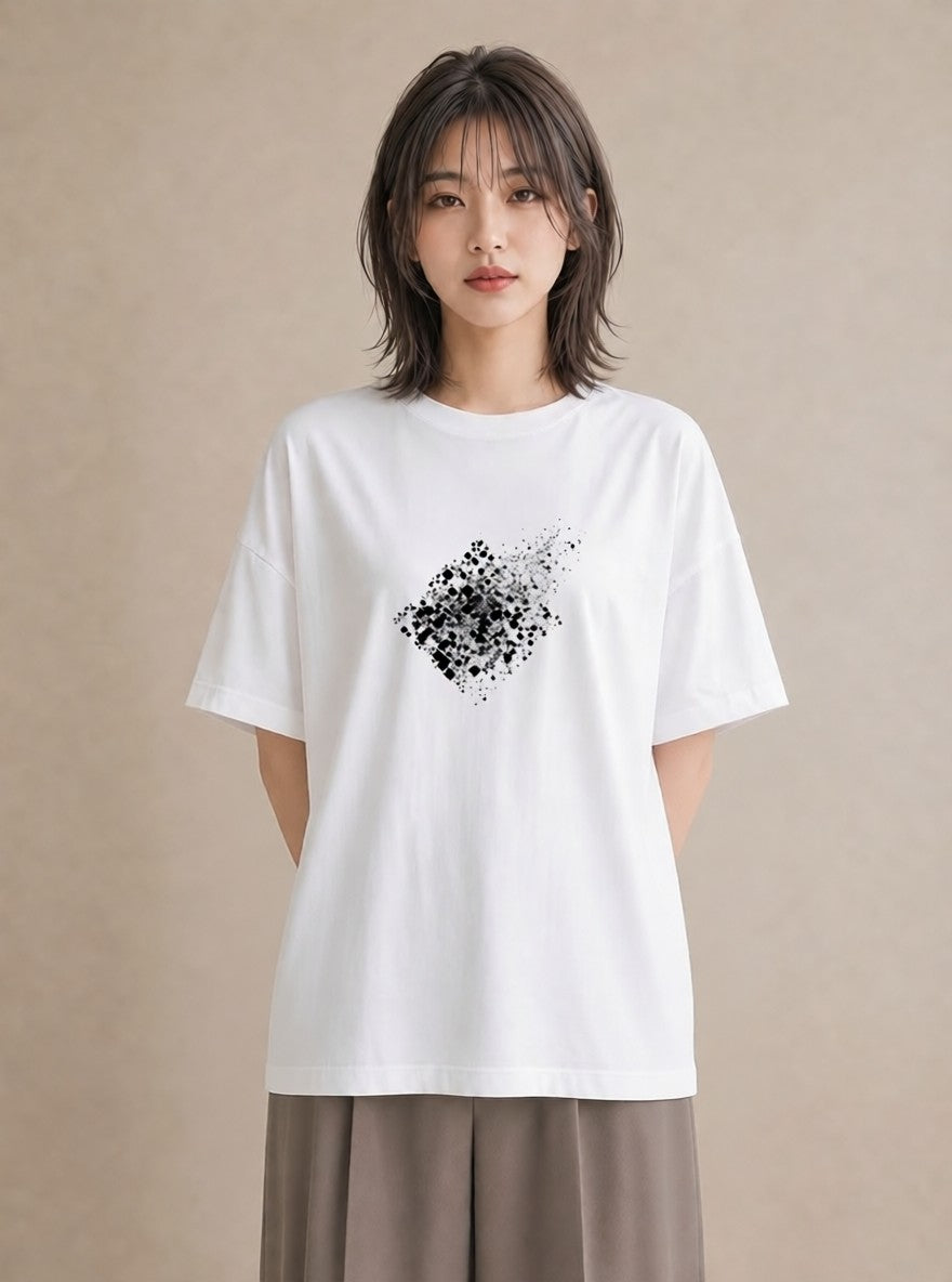 Tシャツ レディース レースハンカチ レース ハンカチ ナチュラル アンティーク イラスト 上品 旅行 母娘コーデ 白T YMAZO