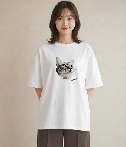 グラフィックTシャツ レディース ラグドール 猫 ねこ イラスト モード 部屋着 女性向けギフト 白T YMAZO