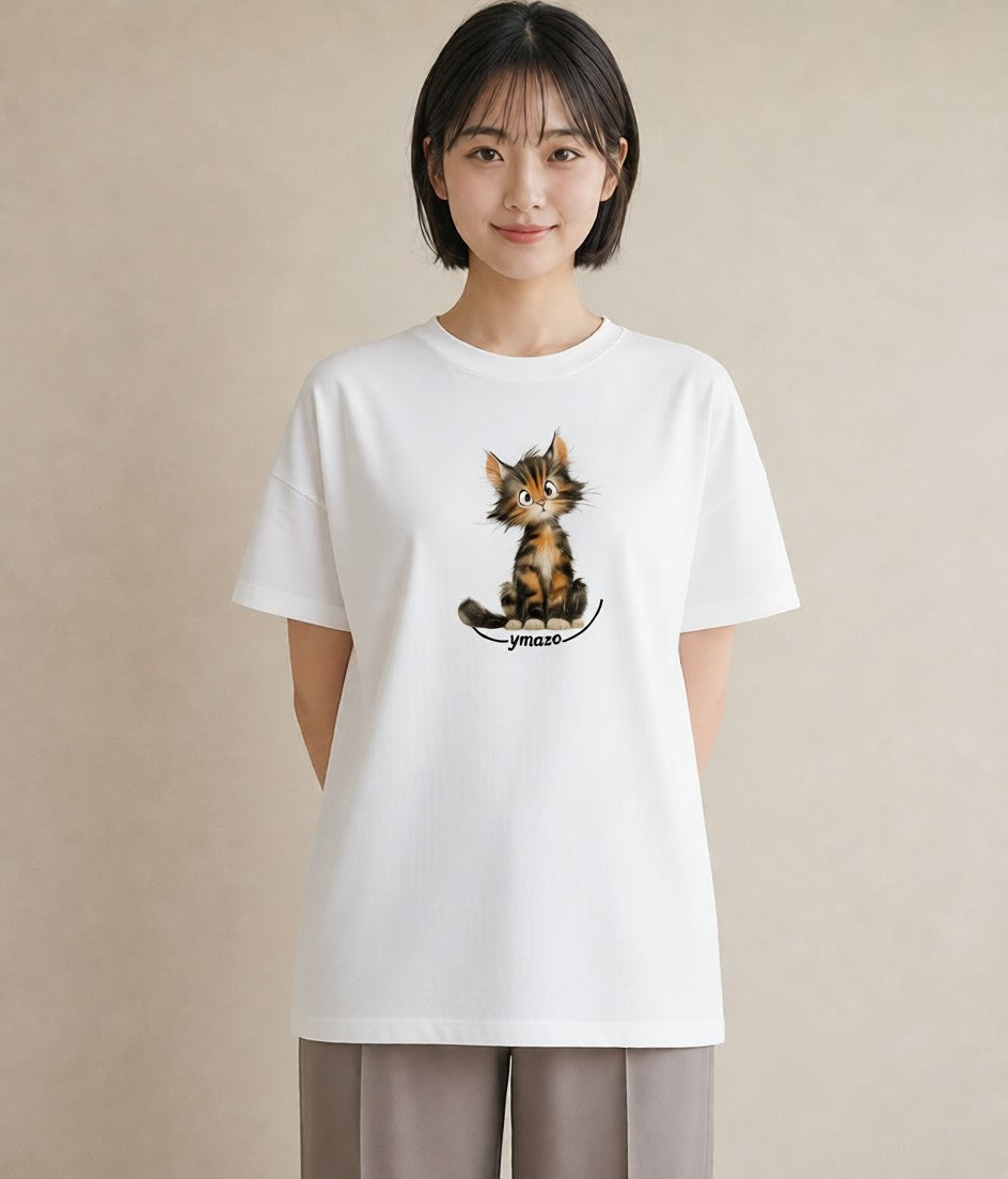 グラフィックTシャツ レディース 猫 ねこ イラスト 北欧風 母娘コーデ 自分用 白T YMAZO