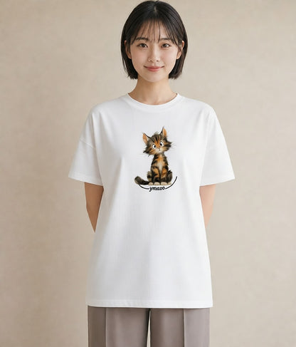 グラフィックTシャツ レディース 猫 ねこ イラスト 北欧風 母娘コーデ 自分用 白T YMAZO