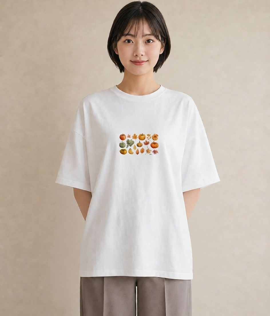 デザインTシャツ レディース 実り 植物 ボタニカル イラスト ラフカジュアル カフェ服 クリスマス 白T YMAZO