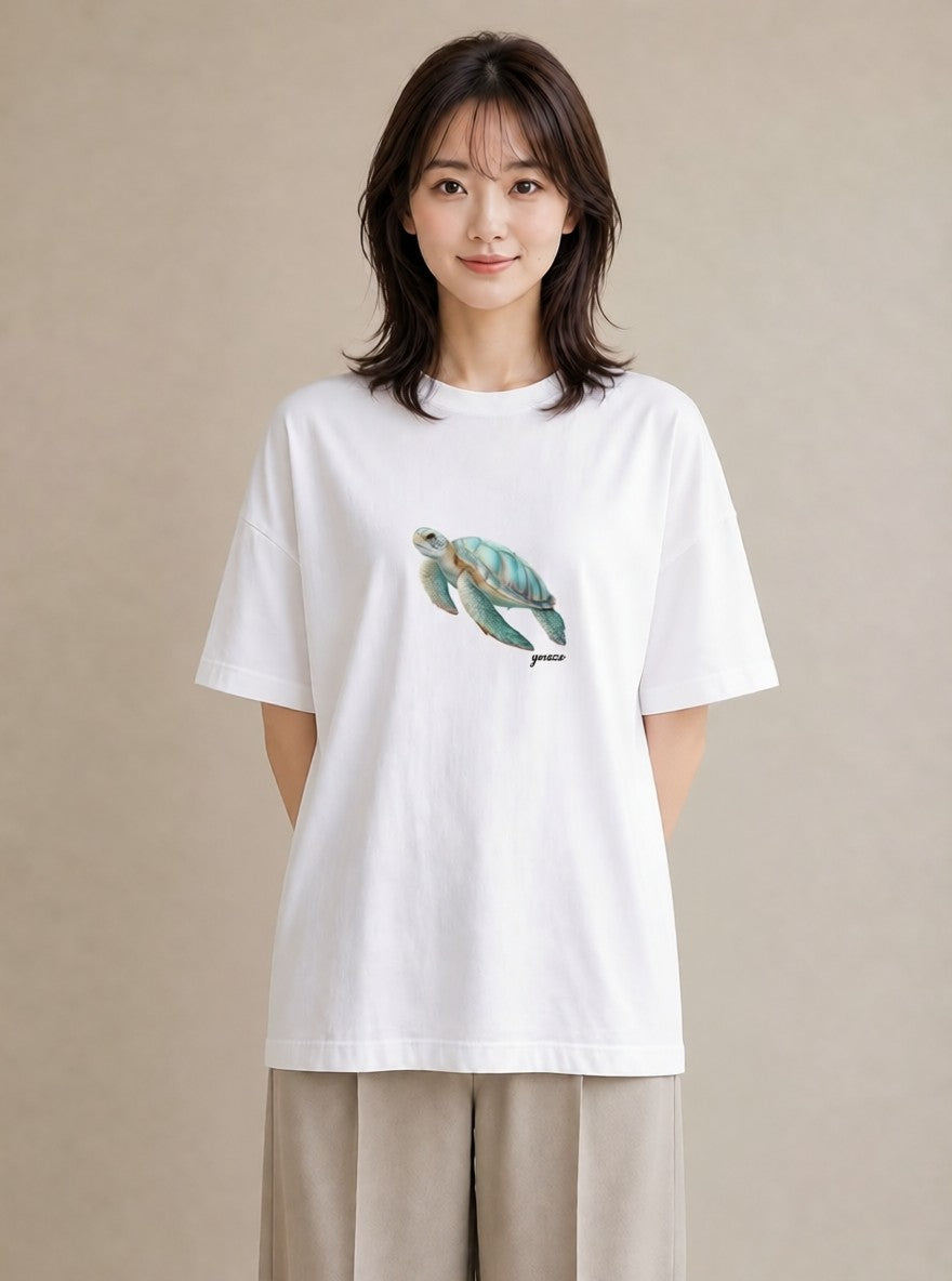 半袖Tシャツ レディース カメ ペット 動物 イラスト ボタニカル 春コーデ 姉妹 白T YMAZO