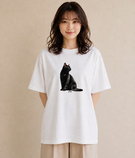 半袖Tシャツ レディース 靴下猫 猫 ねこ イラスト カフェコーデ クリスマス 旅行 白T YMAZO