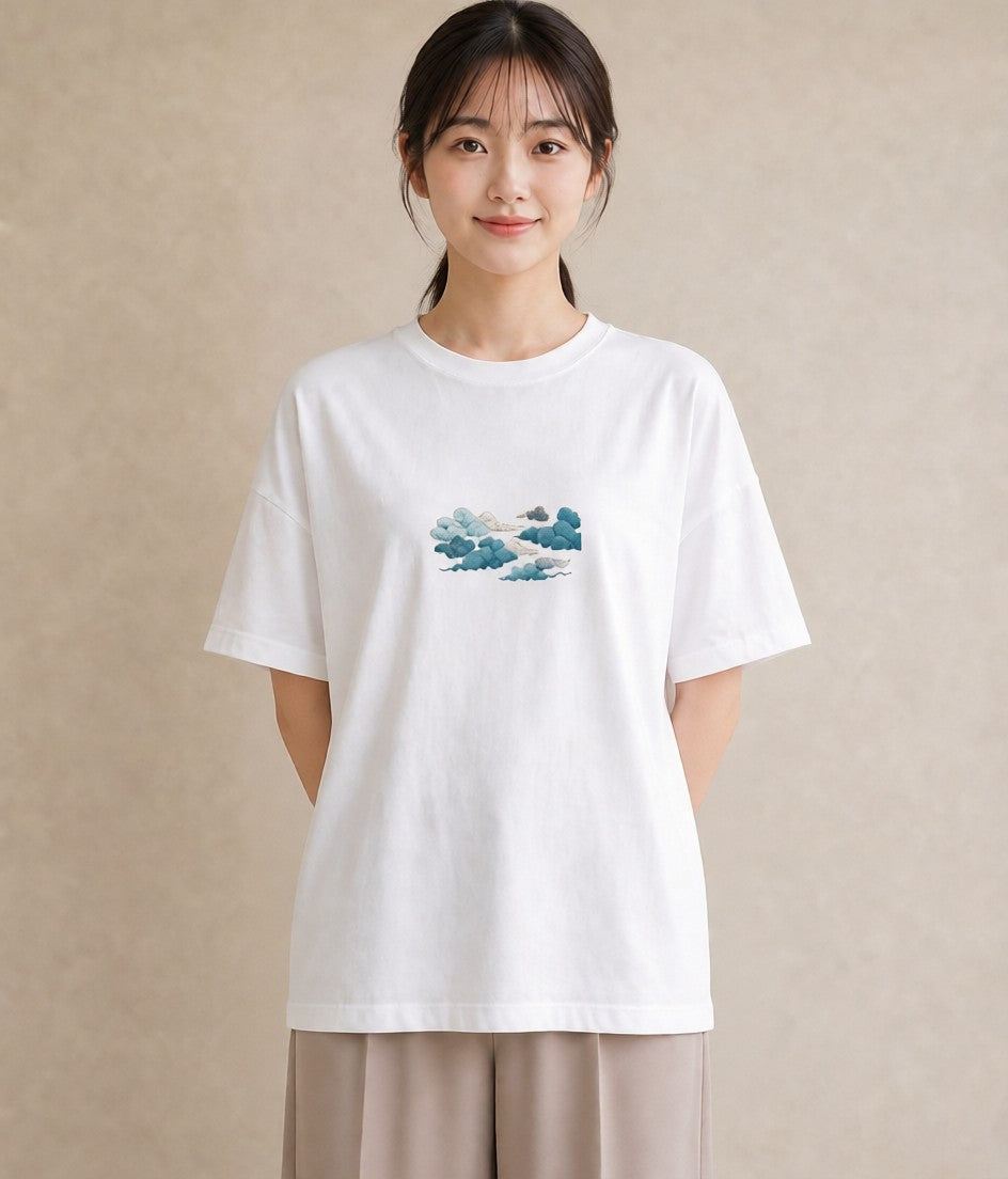 デザインTシャツ レディース 空 星空 宇宙 イラスト 韓国風 帰省 ラフ 白T YMAZO