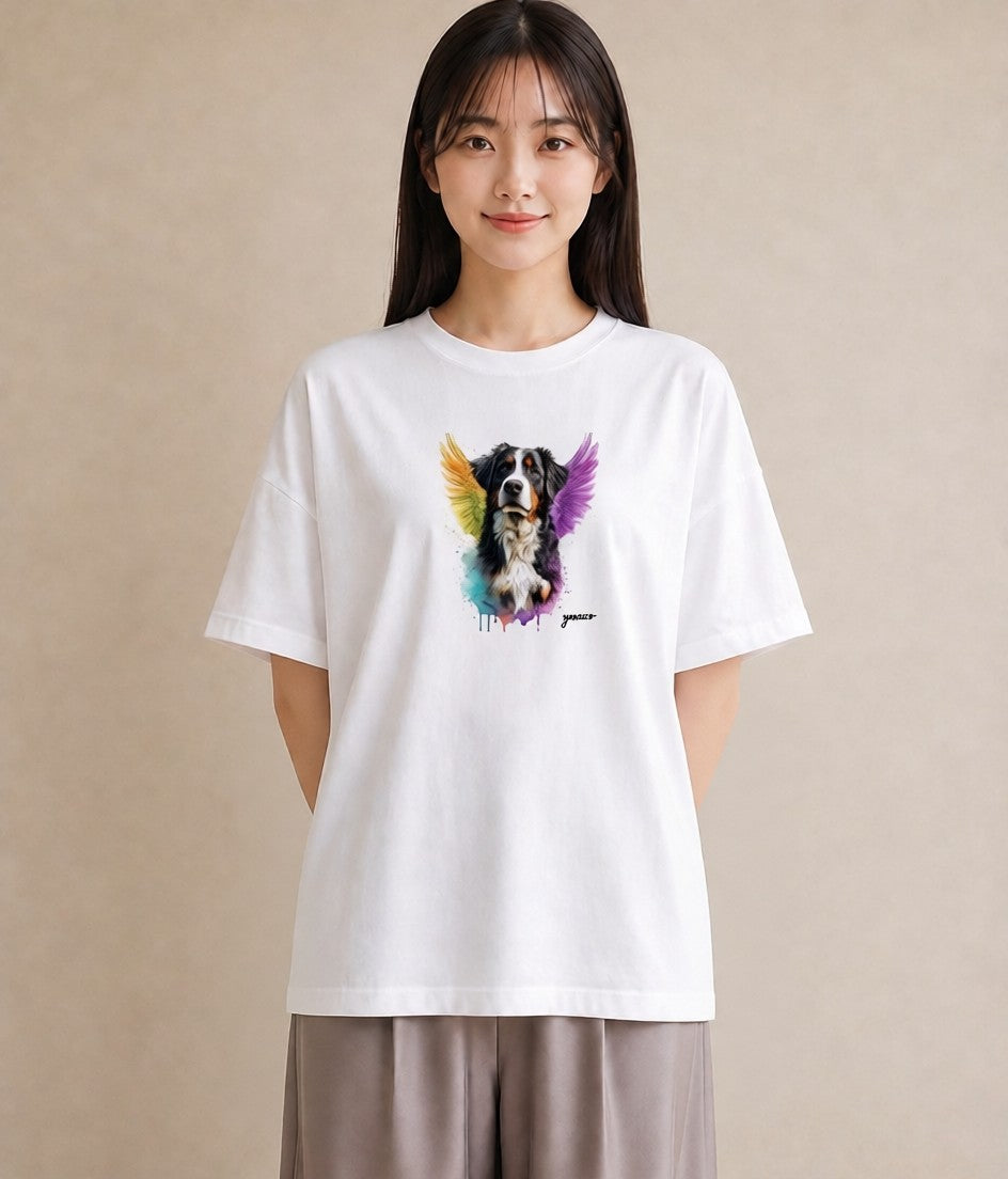 デザインTシャツ レディース バーニーズマウンテンドッグ 犬 いぬ イラスト 上品 姉妹 送別ギフト 白T YMAZO