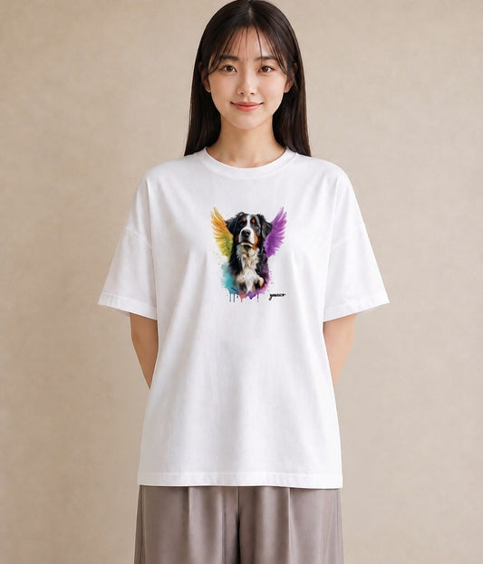 デザインTシャツ レディース バーニーズマウンテンドッグ 犬 いぬ イラスト 上品 姉妹 送別ギフト 白T YMAZO