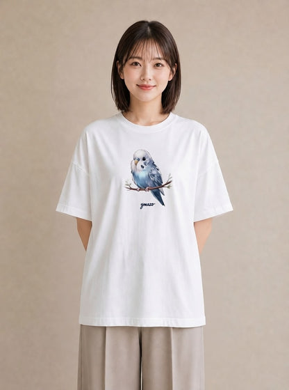 Tシャツ レディース 小鳥 ペット 動物 イラスト ボタニカル お出かけ 普段着 白T YMAZO