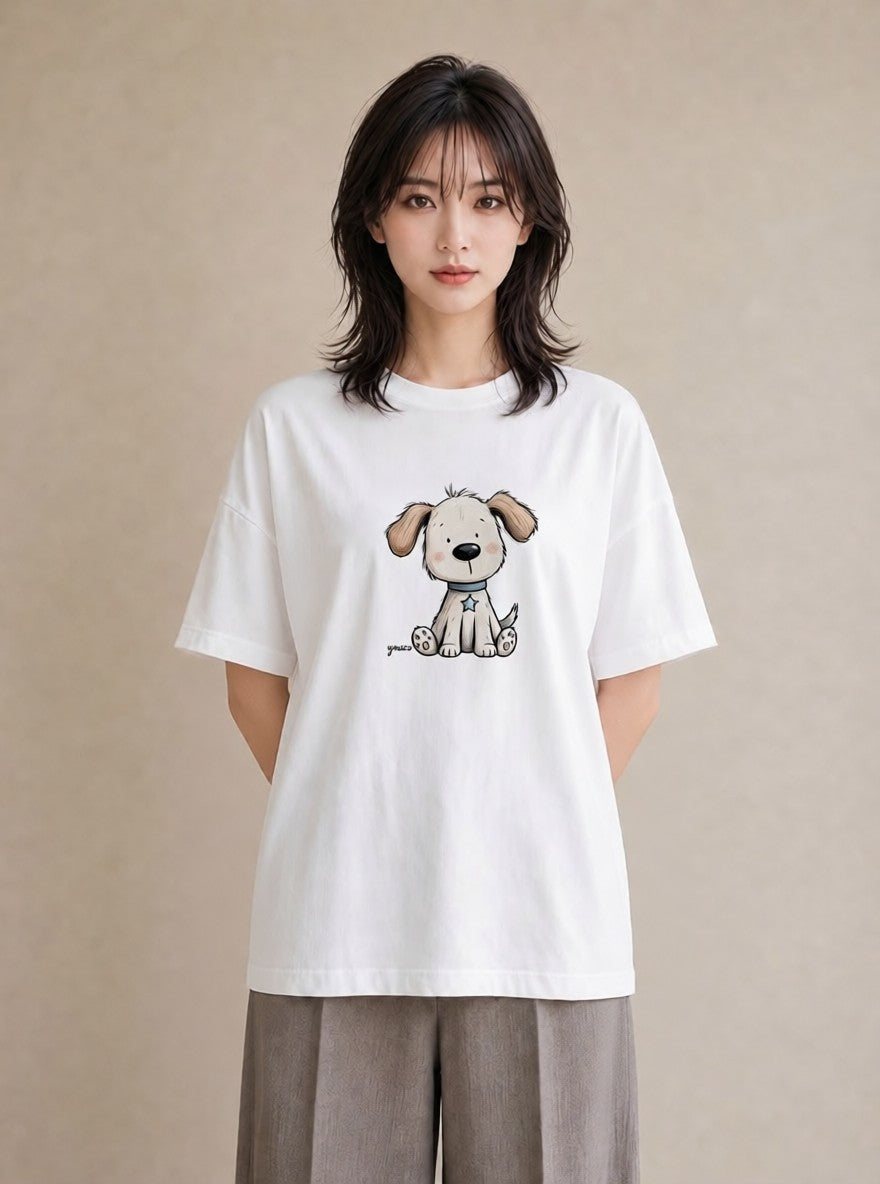 半袖Tシャツ レディース わんちゃん 犬 いぬ イラスト ポップ 旅行 母娘コーデ 白T YMAZO