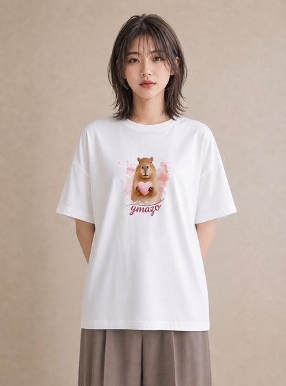Tシャツ レディース ゴールデンハムスター ペット 動物 イラスト モード ミセス 春コーデ 白T YMAZO