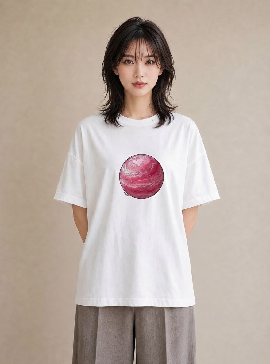 デザインTシャツ レディース 惑星 星空 宇宙 イラスト お洒落 20代 カジュアルコーデ 白T YMAZO