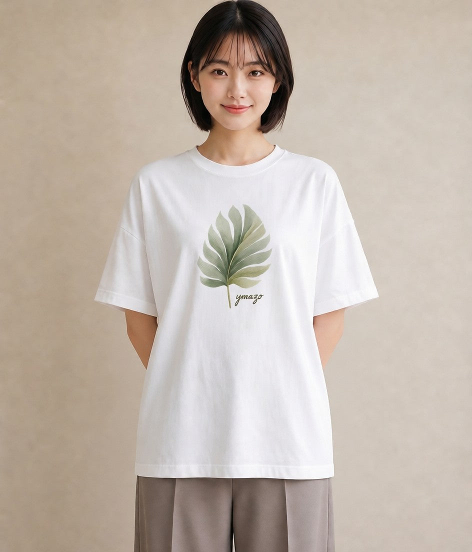 プリントTシャツ レディース 苔 植物 ボタニカル イラスト きれいめカジュアル デイリーウェア 休日 白T YMAZO